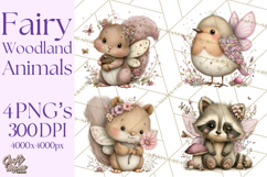 Woodland Fairy Animals Clipart PNG, Cute Pastel Watercolor Product Image 1