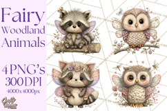 Woodland Fairy Animals Clipart PNG, Cute Pastel Watercolor Product Image 1