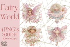Whimsical Fairy World Clipart, Pastel Fairy Houses Png Product Image 1