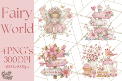 Whimsical Fairy World Clipart, Pastel Fairy Houses Png Product Image 1