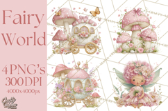 Whimsical Fairy World Clipart, Pastel Fairy Houses Png Product Image 1