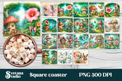 Fairy square coaster bundle | Fairy mushroom house Product Image 1