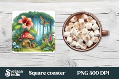 Fairy square coaster | Magic coaster | Fairy mushroom house Product Image 1