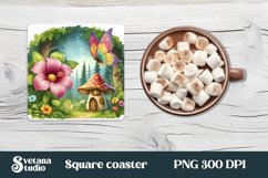 Fairy square coaster | Magic coaster | Fairy mushroom house Product Image 1