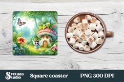 Fairy square coaster | Magic coaster | Fairy mushroom house Product Image 1