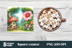 Fairy square coaster | Magic coaster | Fairy mushroom house Product Image 1