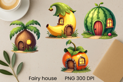 Cute fairy fruit house sublimation | Fairy house clipart PNG Product Image 1