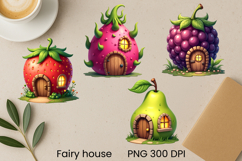 Cute fairy fruit house sublimation | Fairy house clipart PNG Product Image 1