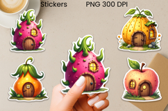Whimsical fairy house stickers | Fantasy magic stickers PNG Product Image 1