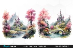 Watercolor Fairytale Landscapes PNG Set Clipart Product Image 1