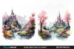 Watercolor Fairytale Landscapes PNG Set Clipart Product Image 1
