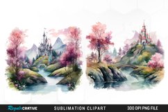 Watercolor Fairytale Landscapes PNG Set Clipart Product Image 1