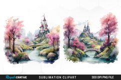 Watercolor Fairytale Landscapes PNG Set Clipart Product Image 1