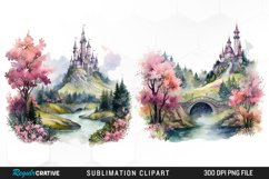 Watercolor Fairytale Landscapes PNG Set Clipart Product Image 1
