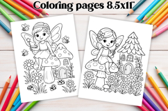 Cute fairy flower coloring page PNG, coloring book for kids Product Image 1