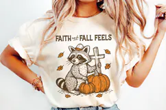 Thanksgiving Pumpkin Raccoon Quote Clipart | Retro Fall PNG Product Image 2