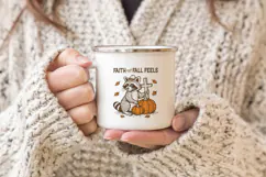 Thanksgiving Pumpkin Raccoon Quote Clipart | Retro Fall PNG Product Image 3