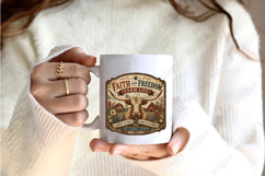 Faith and Freedom Farm Life Longhorn Sign PNG Product Image 2