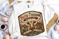 Faith and Freedom Farm Life Longhorn Sign PNG Product Image 5