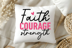 Faith Courage Strength SVG | Breast Cancer Awareness SVG Product Image 5