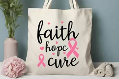 Faith Hope Cure SVG, Breast Cancer SVG Design Product Image 3