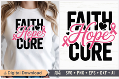 Faith Hope Cure SVG | Breast Cancer Awareness SVG Product Image 1