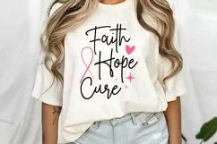 Faith Hope Cure SVG , Breast Cancer Awareness SVG Product Image 2