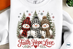 Faith Hope Love Snowman Christmas PNG Product Image 1