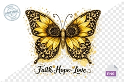 Faith Hope Love Sunflower Butterfly PNG Sublimation Design Product Image 1