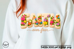 Faith over fear Christian sublimation , Faux embroidery Product Image 1