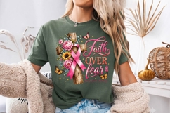 Faith Over Fear Breast Cancer Ribbon PNG Product Image 2