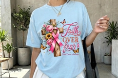 Faith Over Fear Breast Cancer Ribbon PNG Product Image 3