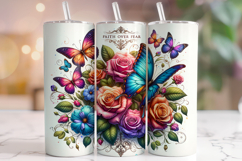 Faith Over Fear Tumbler PNG, Christian Tumbler, Butterflies Product Image 1