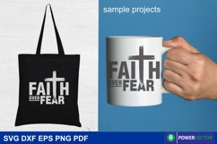 Faith Cross Design, Faith Over Fear Svg Png Product Image 3