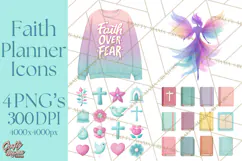Christian Clipart PNG, Faith Icons for Devotional Art Product Image 1
