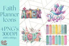 Christian Clipart PNG, Faith Icons for Devotional Art Product Image 1