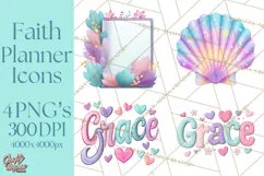 Christian Clipart PNG, Faith Icons for Devotional Art Product Image 1