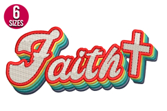 Faith Retro Machine Embroidery Design - 6 sizes Product Image 1