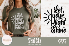 Christian faith SVG cut file on a t-shirt mockup – inspirational Bible verse quote in modern script style. Digital design in SVG, PNG, DXF and EPS formats for Cricut and Silhouette crafts – perfect for shirts, mugs, signs and gifts
