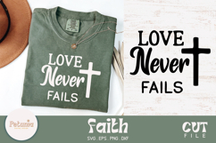 Christian faith SVG cut file on a t-shirt mockup – inspirational Bible verse quote in modern script style. Digital design in SVG, PNG, DXF and EPS formats for Cricut and Silhouette crafts – perfect for shirts, mugs, signs and gifts