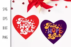 Retro Valentine Heart SVG - Faith Hope Love Cut File Product Image 2