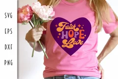 Retro Valentine Heart SVG - Faith Hope Love Cut File Product Image 4