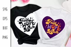 Retro Valentine Heart SVG - Faith Hope Love Cut File Product Image 3