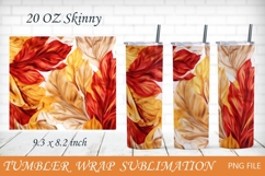 Fall 20 oz tumbler wrap, Autumn png sublimation, Fall leaves Product Image 2