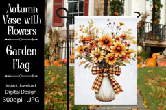 Autumn Floral Garden Flag, Fall Season Flowers in Vase, d1 Product Image 1