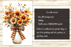 Autumn Floral Garden Flag, Fall Season Flowers in Vase, d1 Product Image 2