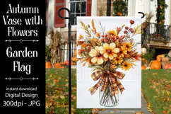 Autumn Floral Garden Flag, Fall Season Flowers in Vase, d2 Product Image 1