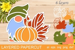 3d Layered fall gnome, Pumpkin bookmark Shadow box Laser cut Product Image 3