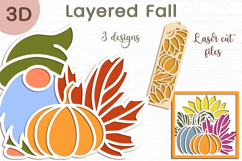 3d Layered fall gnome, Pumpkin bookmark Shadow box Laser cut Product Image 1