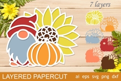 3d Layered fall gnome, Sunflower svg, Pumpkin laser cut Product Image 2